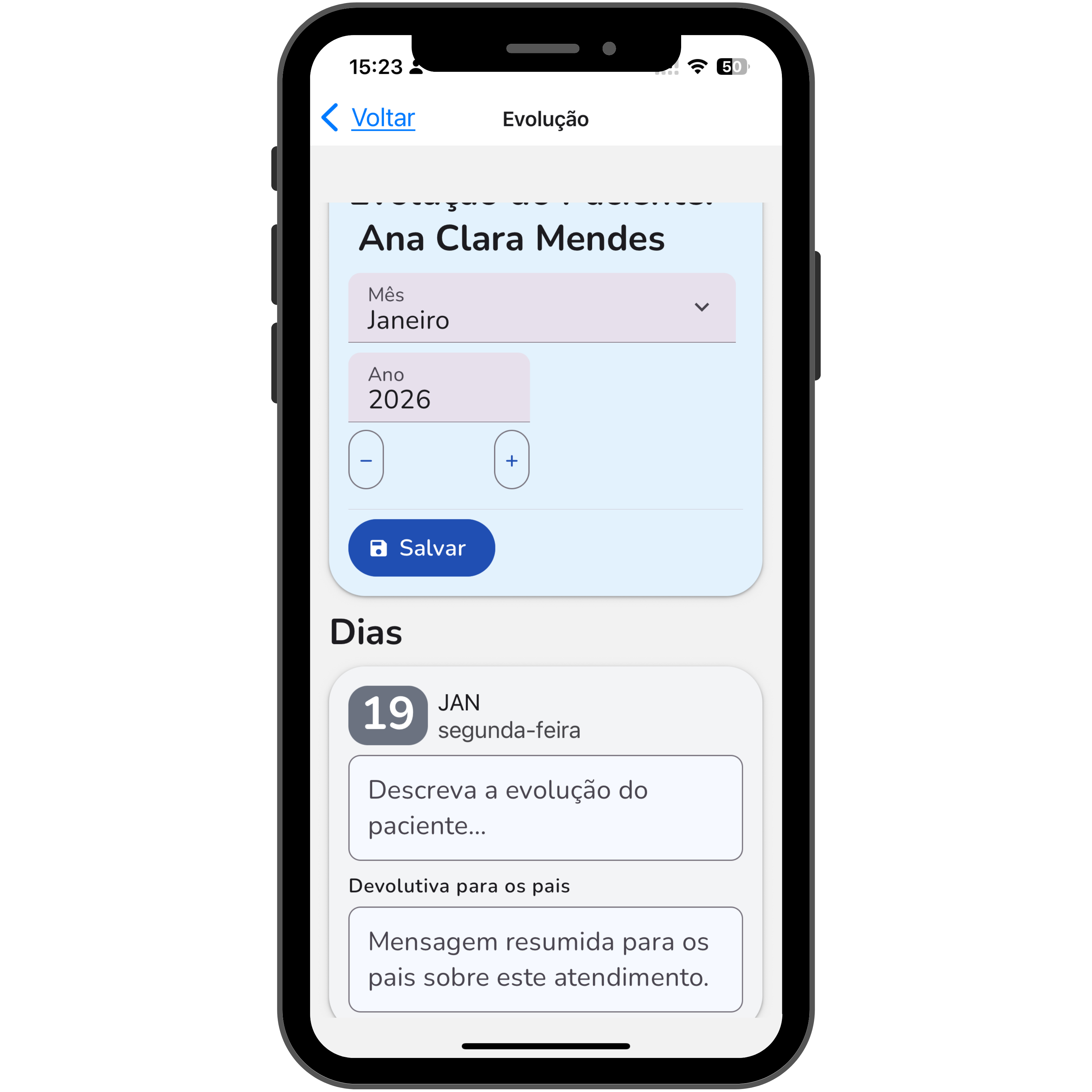 Tela do app Dudi em celular 2