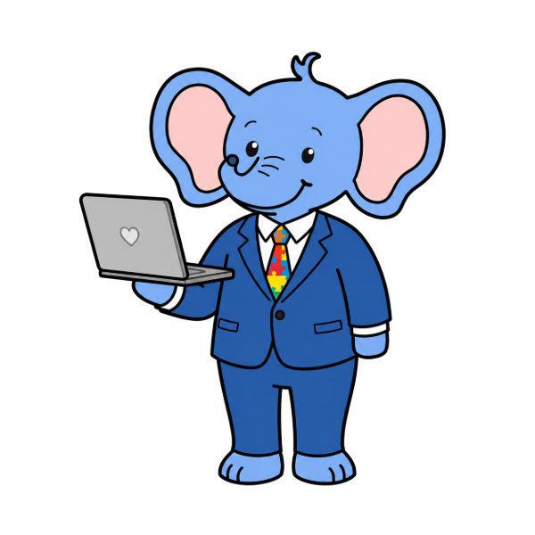 Mascote Dudi segurando um notebook